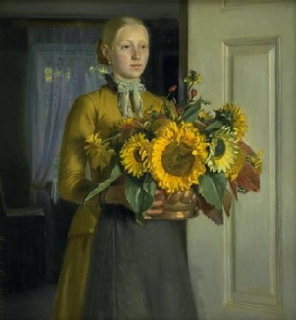 Michael Ancher Pigen med solsikkerne